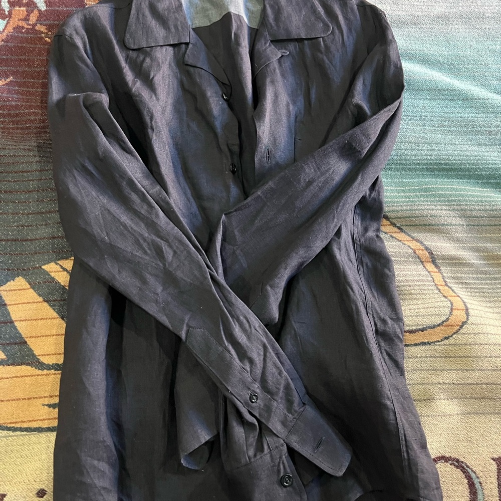 Brunello Cucinelli Dark Gray Casual Button-Down Shirt